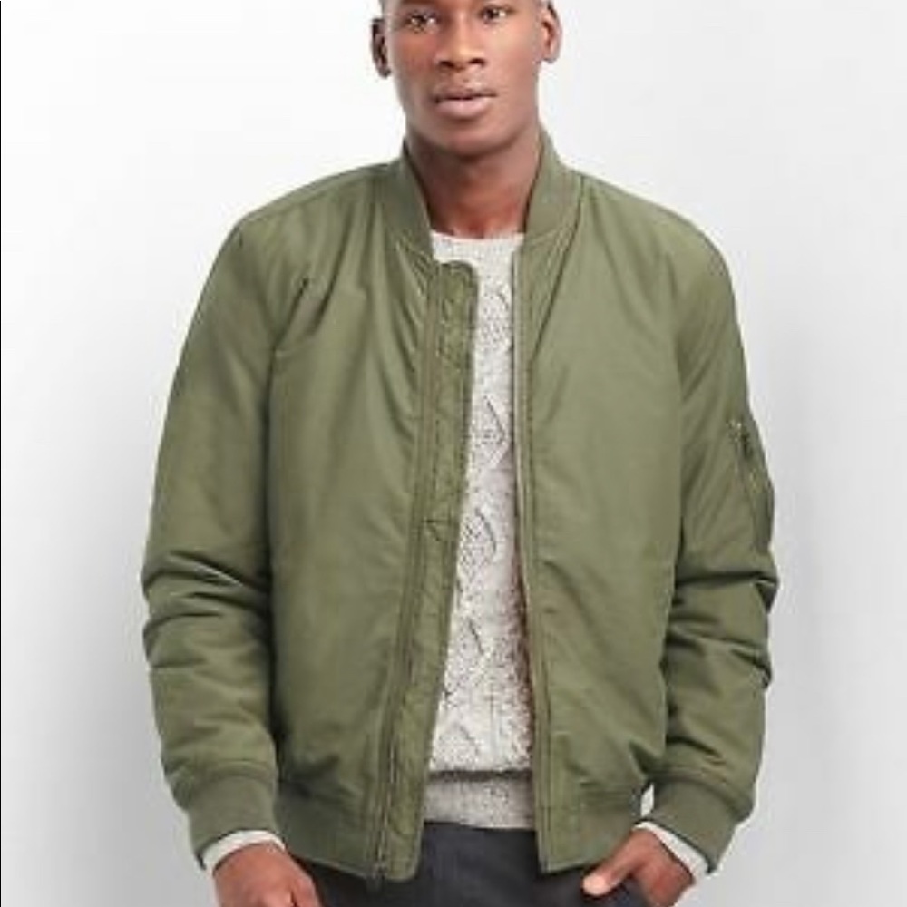 Gap Men's Classic Bomber Jacket Full Front Zip Army Olive Green